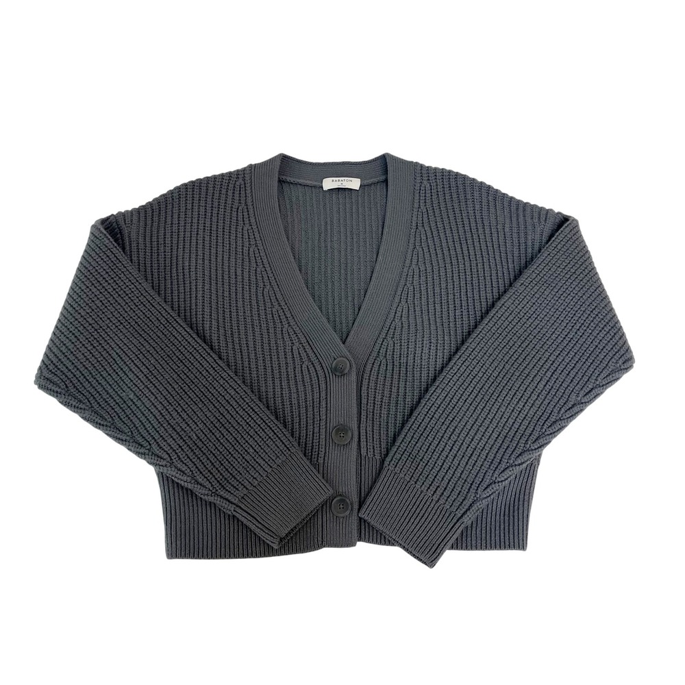Babaton Aritzia Charcoal Grey Merino Wool Chunky Knit Cardigan Sweater - MEDIUM